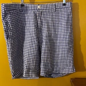 POLO RAPLH LAUREN Men’s Blue gingham LINEN shorts